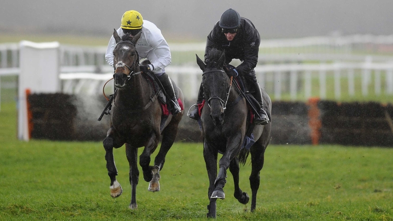 Big Buck's (near side) forges clear of a stablemate at Exeter as he nears his return to competitive action