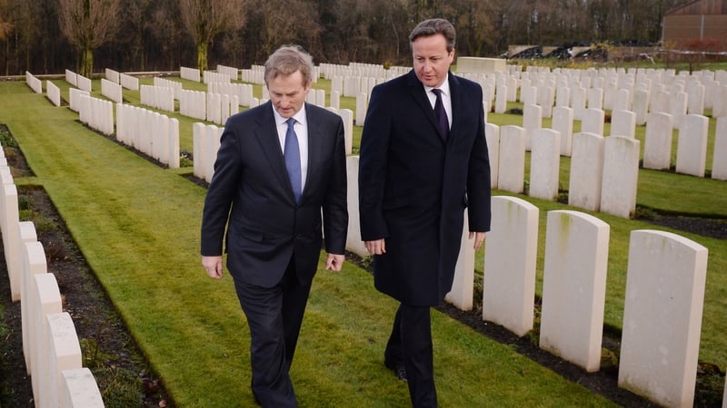 Taoiseach Enda Kenny and British Prime Minister David Cameron visit Wytschaete Military Cemetery