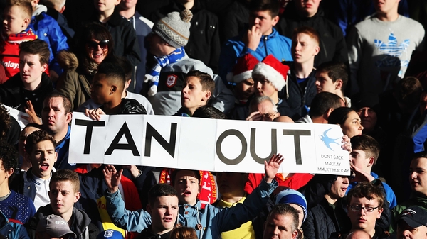 Cardiff fans protest against owner Vincent Tan at Anfield