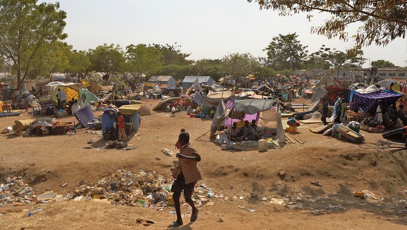 Makeshift shelters at the United Nations mission in South Sudan compound in Juba