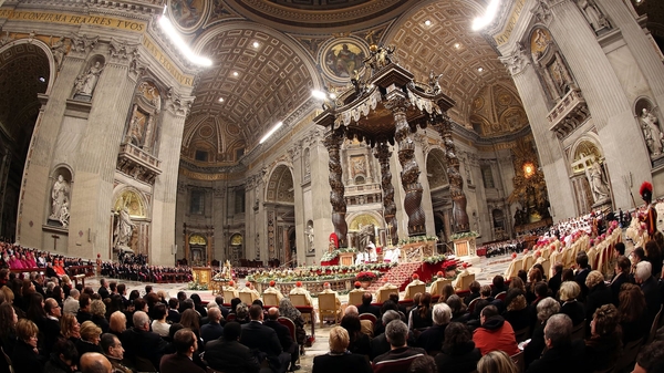 The Pope concelebrated mass with more than 300 cardinals, bishops and priests last night