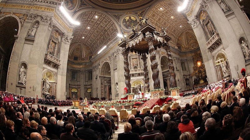 The Pope concelebrated mass with more than 300 cardinals, bishops and priests last night