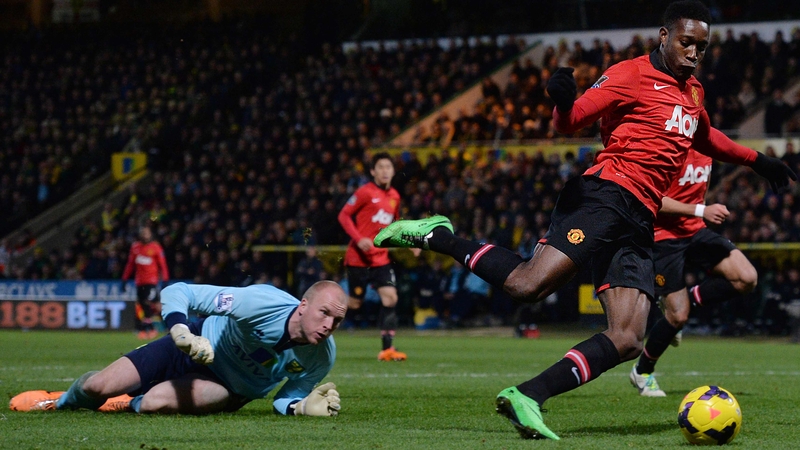 Danny Welbeck taps home at Carrow Road