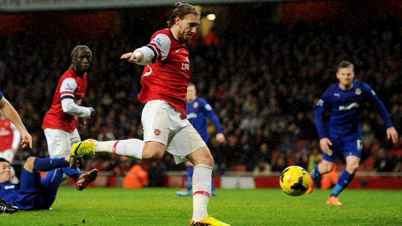 Nicklas Bendtner fired Arsenal ahead in the 88th minute