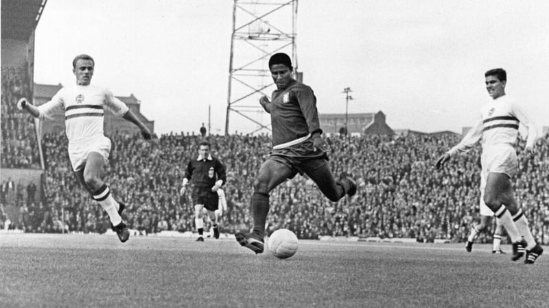 Eusebio in action against Hungary during the World Cup finals of 1966