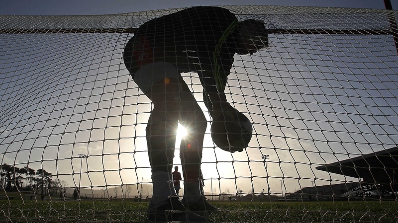 LIT goalkeper Enda Lyons picks the ball out of his net during the McGrath Cup defeat to Cork
