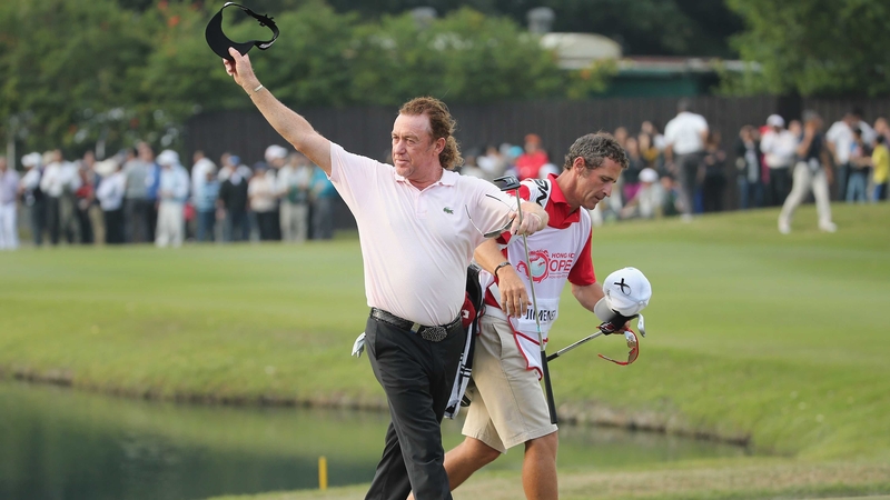 Miguel Angel Jimenez takes the plaudits after his win at the Hong Kong Open