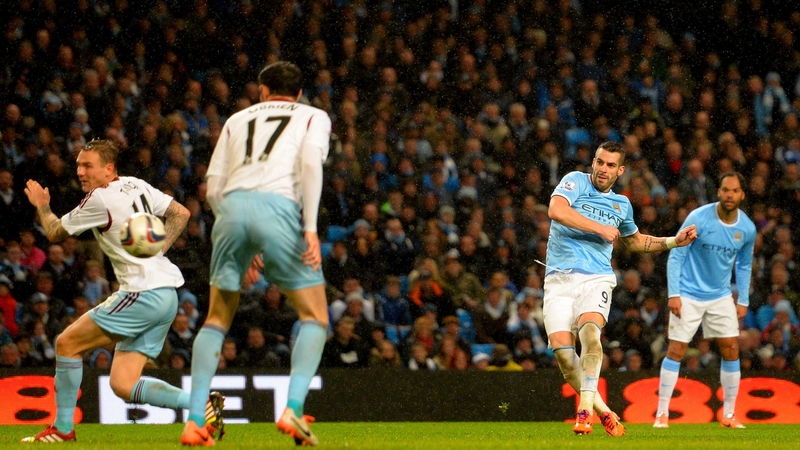 Alvaro Negrado bagged a hat-trick as Manchester City ran riot in the first leg