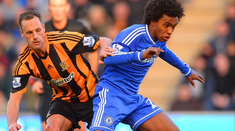 Ireland international David Meyler closes down Chelsea's Willian