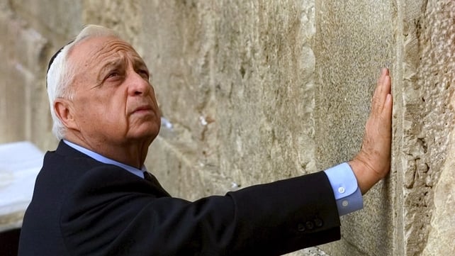 Mr Sharon praying at the Western Wall in Jerusalem, Judaism's holiest site, after being elected prime minister in 2001