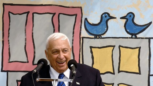 Mr Sharon addresses school children in the northern Israeli town of Migdal Haemek in Galilee in 2005