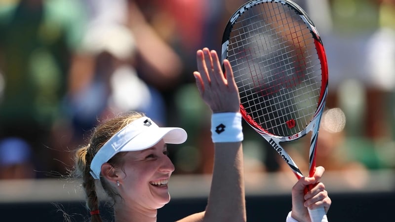 Ekaterina Makarova celebrates the win