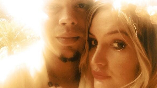 Evan Ross and Ashley Simpson's engagement Twitter pic