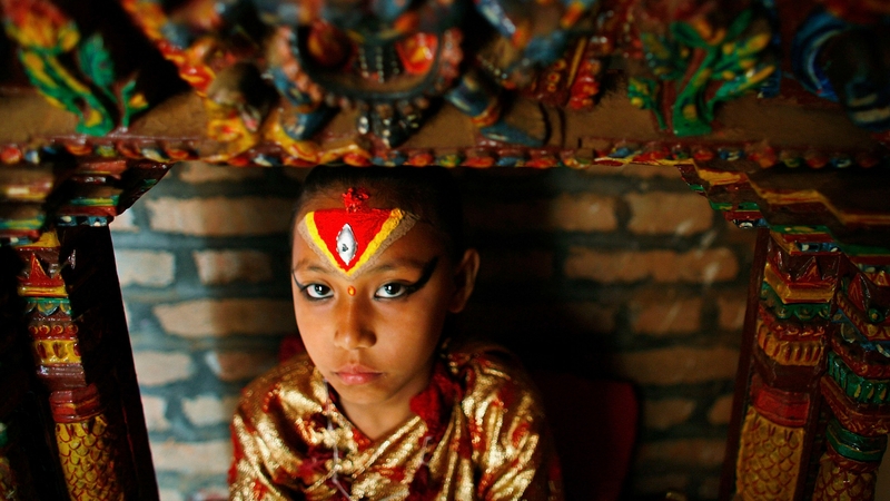 The living goddess lives in a palace-temple in ancient Kathmandu's Durbar Square