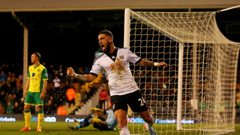 Ashkan Dejagah celebrates scoring Fulham's second goal