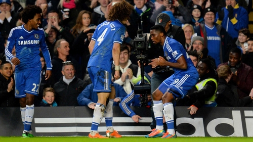 Samuel Eto'o celebrates after scoring in Chelsea's victory over Manchester United