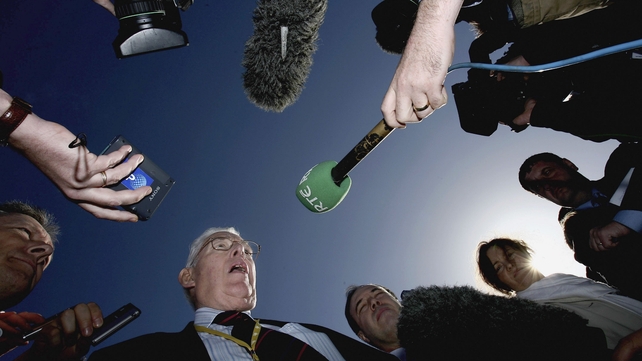 Mr Paisley speaks to the media during the second day of multi-party negotiations in St Andrews in 2006 to attempt to restore devolution