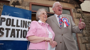 Mr and Mrs Paisley leave their polling station at St Donard's Church in Belfast in May 2005