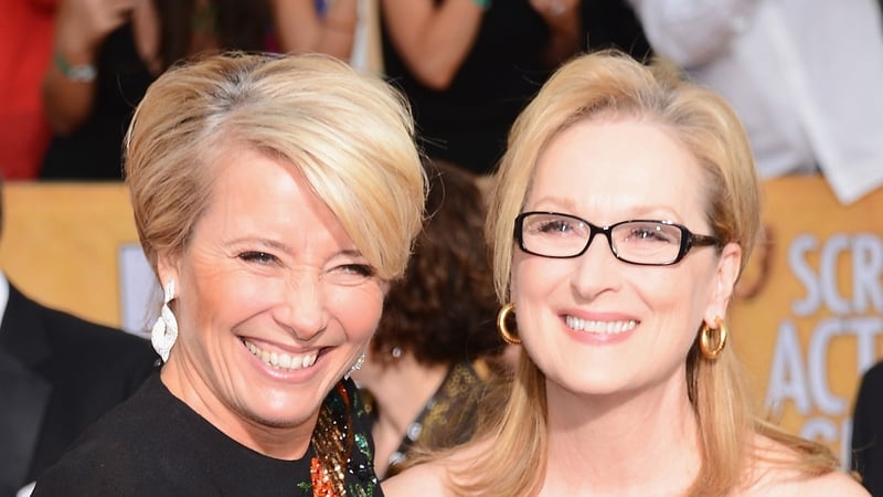 Emma Thompson, Meryl Streep share a giggle on the red carpet at the SAG Awards