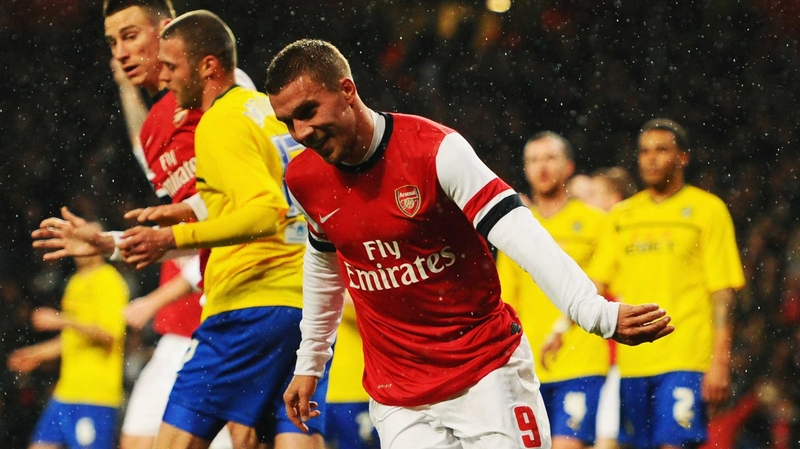 Lukas Podolski hit a double in the first half