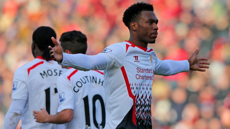 Daniel Sturridge of Liverpool celebrates scoring their second goal