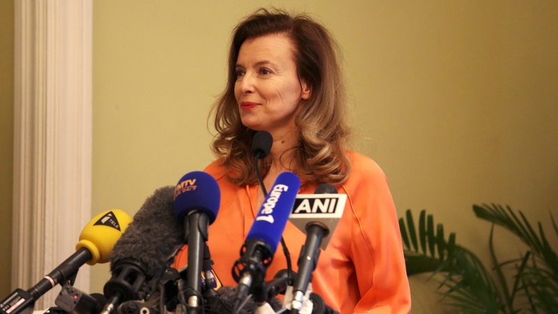 Valerie Trierweiler is in India to raise awareness of child malnutrition (Pic: EPA)