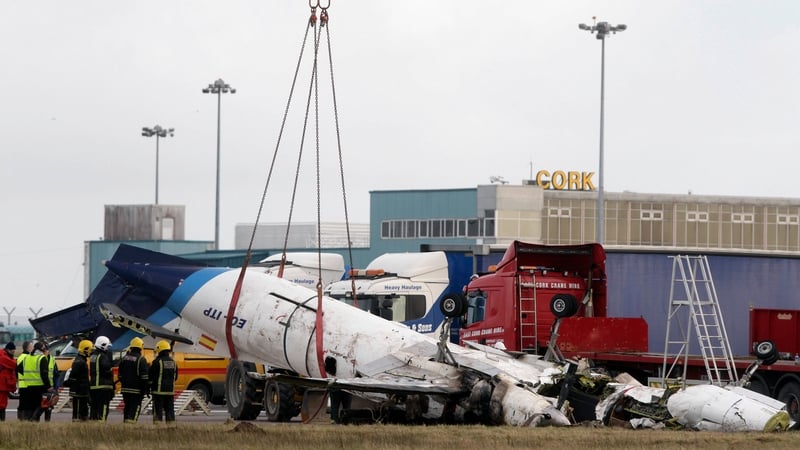 File photo of the wreckage of the Manx2 plane in which six people where killed