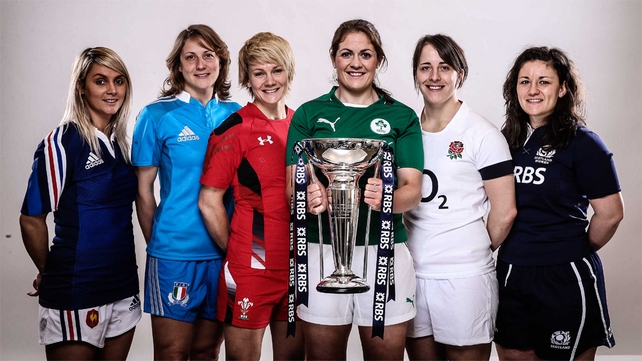 RBS Women's 6 Nations Rugby Championship captains Marie Alice Yahe of France, Silvia Gaudino of Italy, Philippa Tuttiett of Wales, Fiona Coghlan of Ireland, Katy McLean of England and Tracy Balmer of Scotland