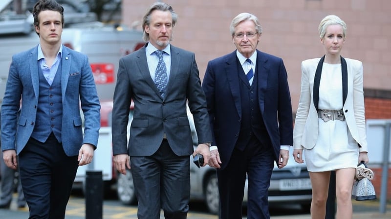 William Roache arriving at court with his family (L-R) James, Linus and Verity