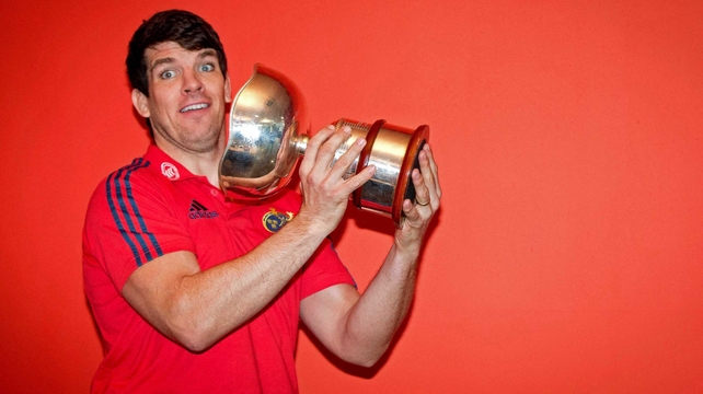Munster's Donncha O'Callaghan with the Munster Junior Schools Cup