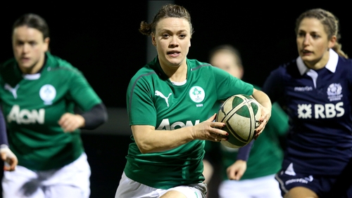 Lynne Cantwell in action for Ireland at Ashbourne tonight