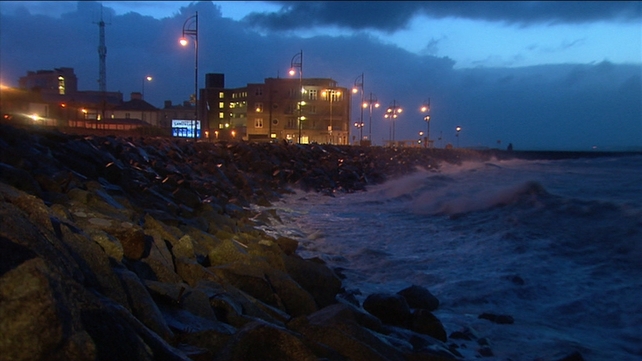 A section of the promenade in Salthill takes a battering
