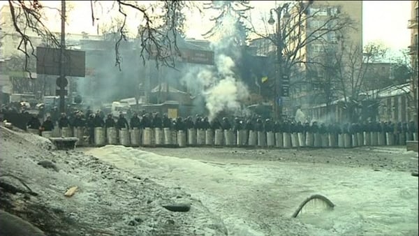Ukrainian authorities have accused protesters of torturing a policeman