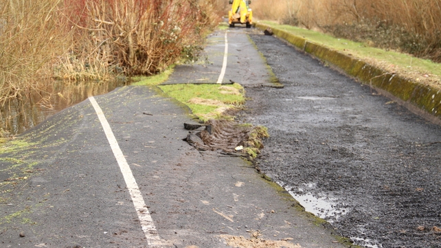 Footpaths were moved aside by floods in Limerick (Pic: Pat Murphy)
