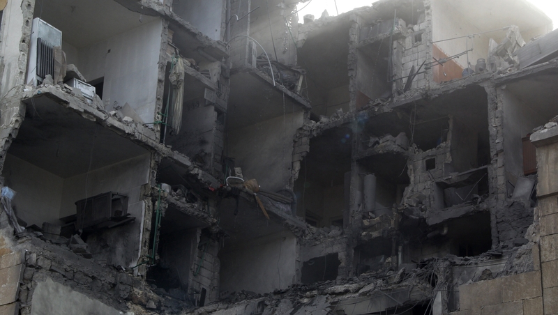 A building in northern Aleppo in the aftermath of reported air strikes by government forces