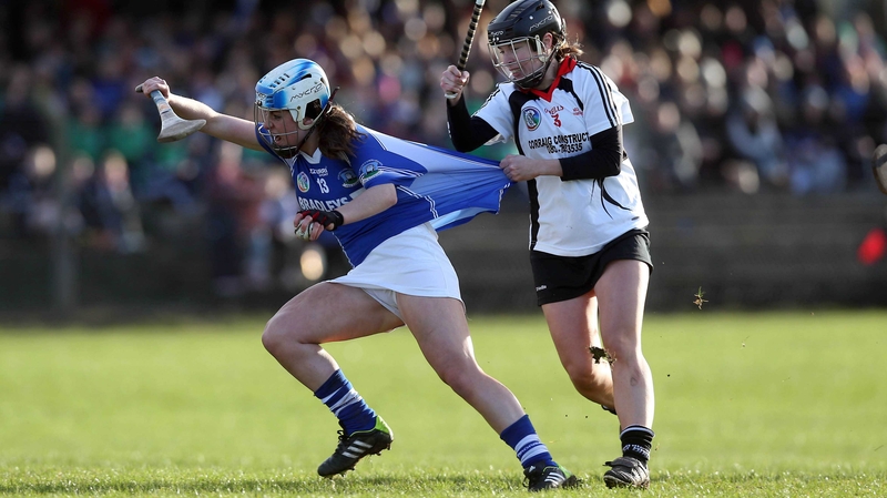 Ardrahan's Cliodhna Walsh (l) is pulled by Sinead Aylward of Mulinavat