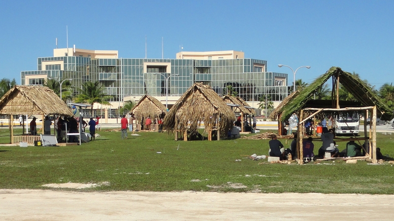 The Marshall Islands authorities prepare a welcome for a Pacific leaders' summit in Majuro