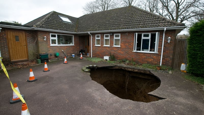 The sinkhole appeared in the driveway of the Conran family home in Buckinghamshire, UK
