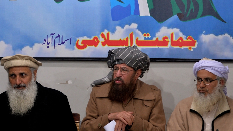 TTP committee members to hold talks with the government include chief cleric of Islamabad's Red Mosque, Maulana Abdul Aziz (R), Maulana Sami-ul-Haq (C) and professor Ibrahim Khan