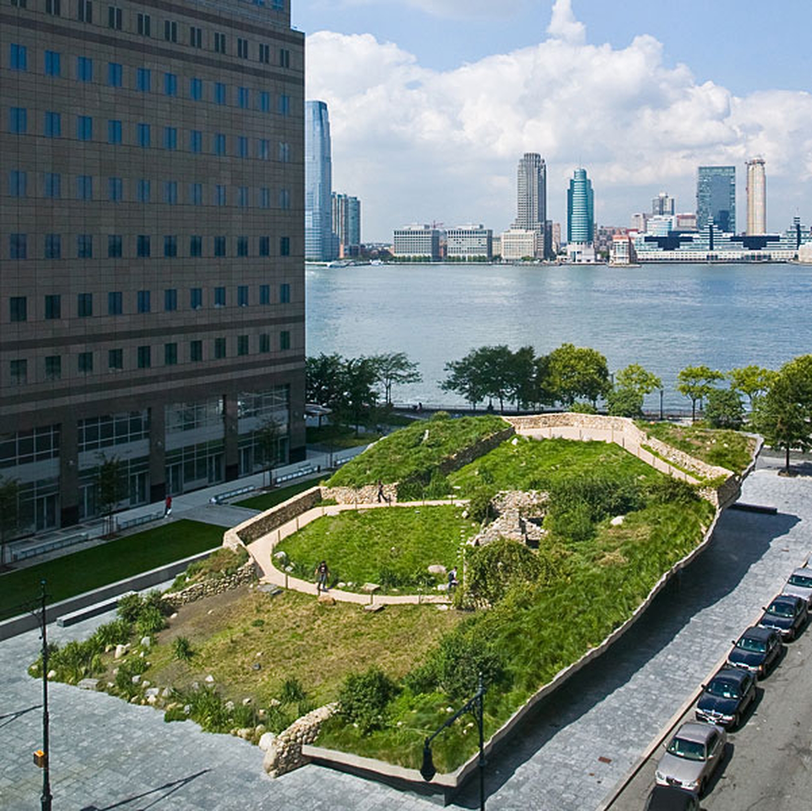The Irish Hunger Memorial in Battery Park, New York, designed by Brian Tolle and opened in 2002.