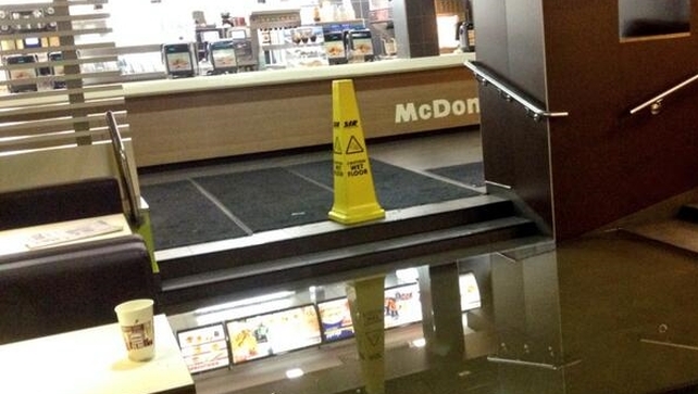 A McDonald's in Cork was among the businesses hit with flooding