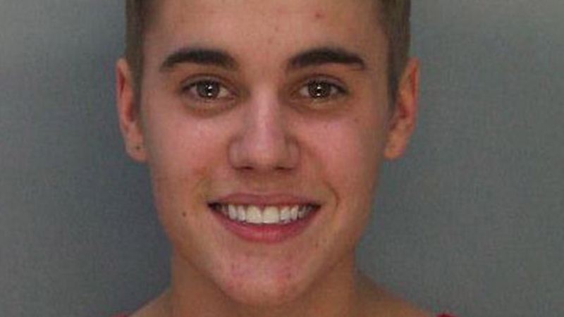 Justin Bieber's pic when he was arrested last week