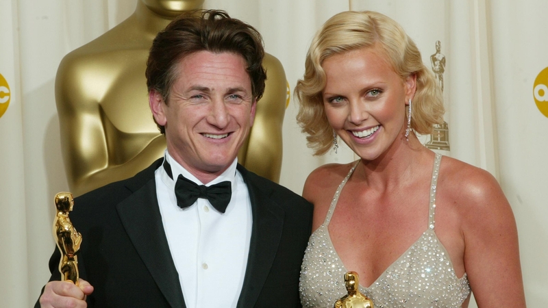 Sean Penn, Charlize Theron with their 2004 Best Actor and Best Actress Oscars respectively