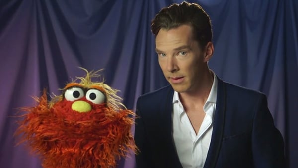 Benedict Cumberbatch with his new Sesame Street pal. Pic courtesy of PBS