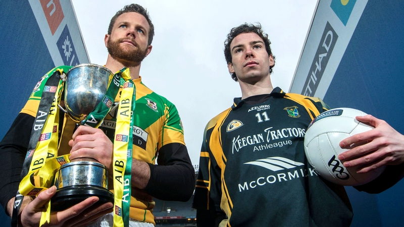 Niall Browne (l) of Two Mile House with Fuerty captain Niall Kilroy