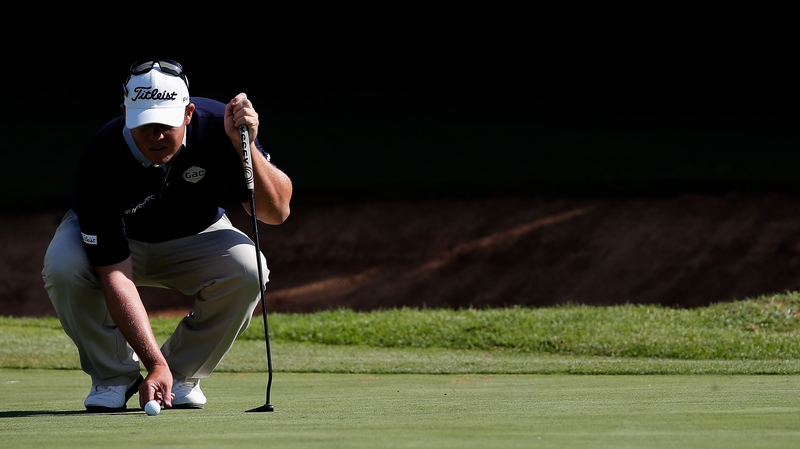 George Coetzee lines up a putt on the 18th as he secured his maiden European Tour title at Royal Johannesburg and Kensington Golf Club