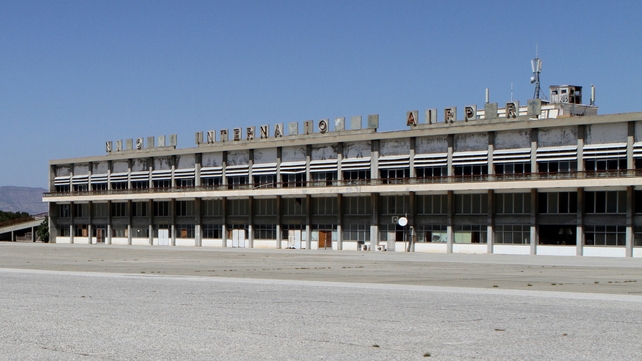 Some of the letters have fallen off the airport's sign (Pic: EPA)