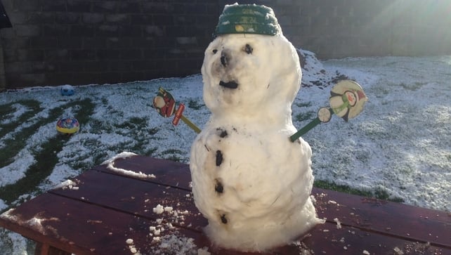 Just enough to make a snowman in Castlebellingham, Co Louth (Pic: Justin Madden)