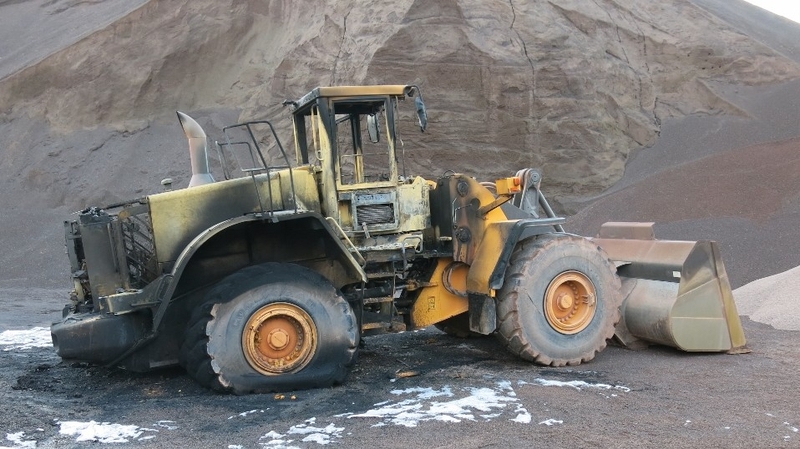 An industrial vehicle at Comber, Co Down was one of several set ablaze