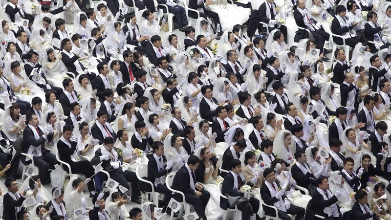 Thousands of couples take part in a mass wedding ceremony at Cheongshim Peace World Center in Gapyeong-gun, South Korea. 2,500 couples from around the world exchanged wedding vows in the wedding the Unification Church claims as one of its largest ever